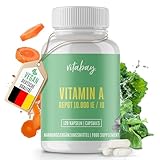 Vitabay Vitamin A Hochdosiert Kapseln - 120 Vegane Vitamin A Retinol Kapseln 10000 IE - Vitamine A für Augen, Haut & Immunsystem - Vit A Vegan - Laborgeprüft