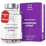 Magnesiumcitrat Kapseln Hochdosiert 2400mg | Magnesium Hochdosiert Kapseln Tri- Magnesiumcitrat Pulver 360mg Elementares Magnesium Citrate Pulver pro Tag - 180 Kapseln Hohe bioverfügbarkeit Vegan